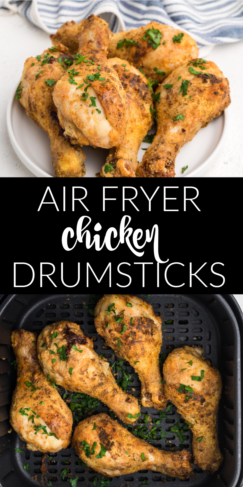 These air fryer drumsticks are tossed in garlic and paired with sweet and smokey paprika. Every bite is juicy, flavorful, and cooked to perfection. These mouthwatering air fryer chicken legs are oh so crispy on the outside while being unbelievably tender on the inside - warning you might just need a bib to eat them!