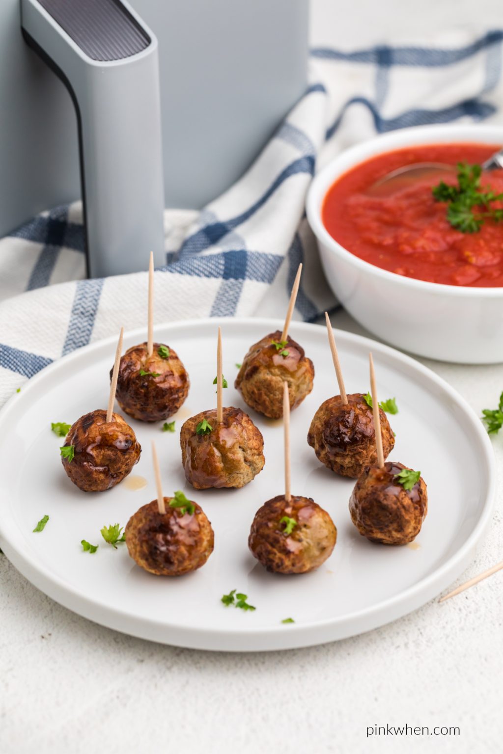 Easy Frozen Meatballs in Air Fryer PinkWhen