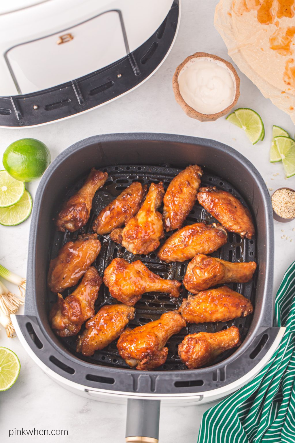 Honey Sriracha Air Fryer Chicken Wings PinkWhen