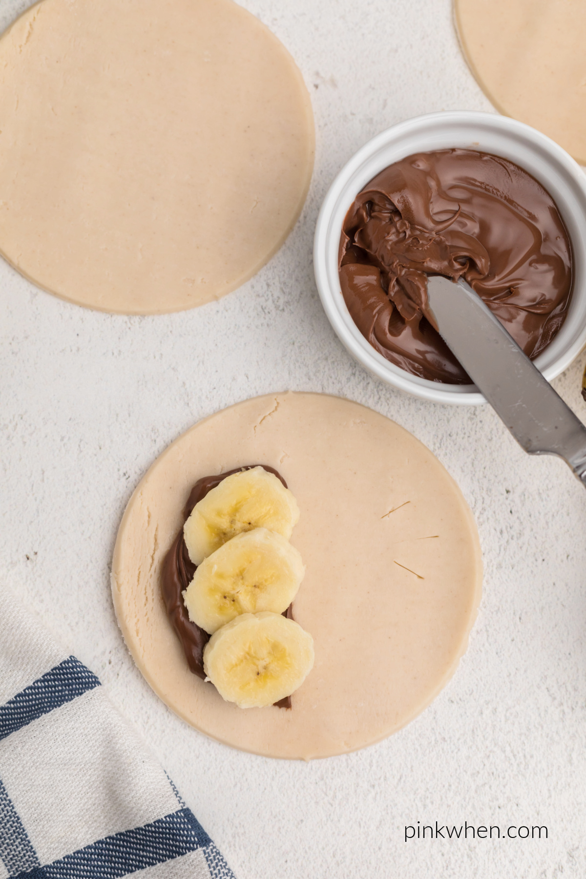 Banana on Nutella on pie crust cut outs.