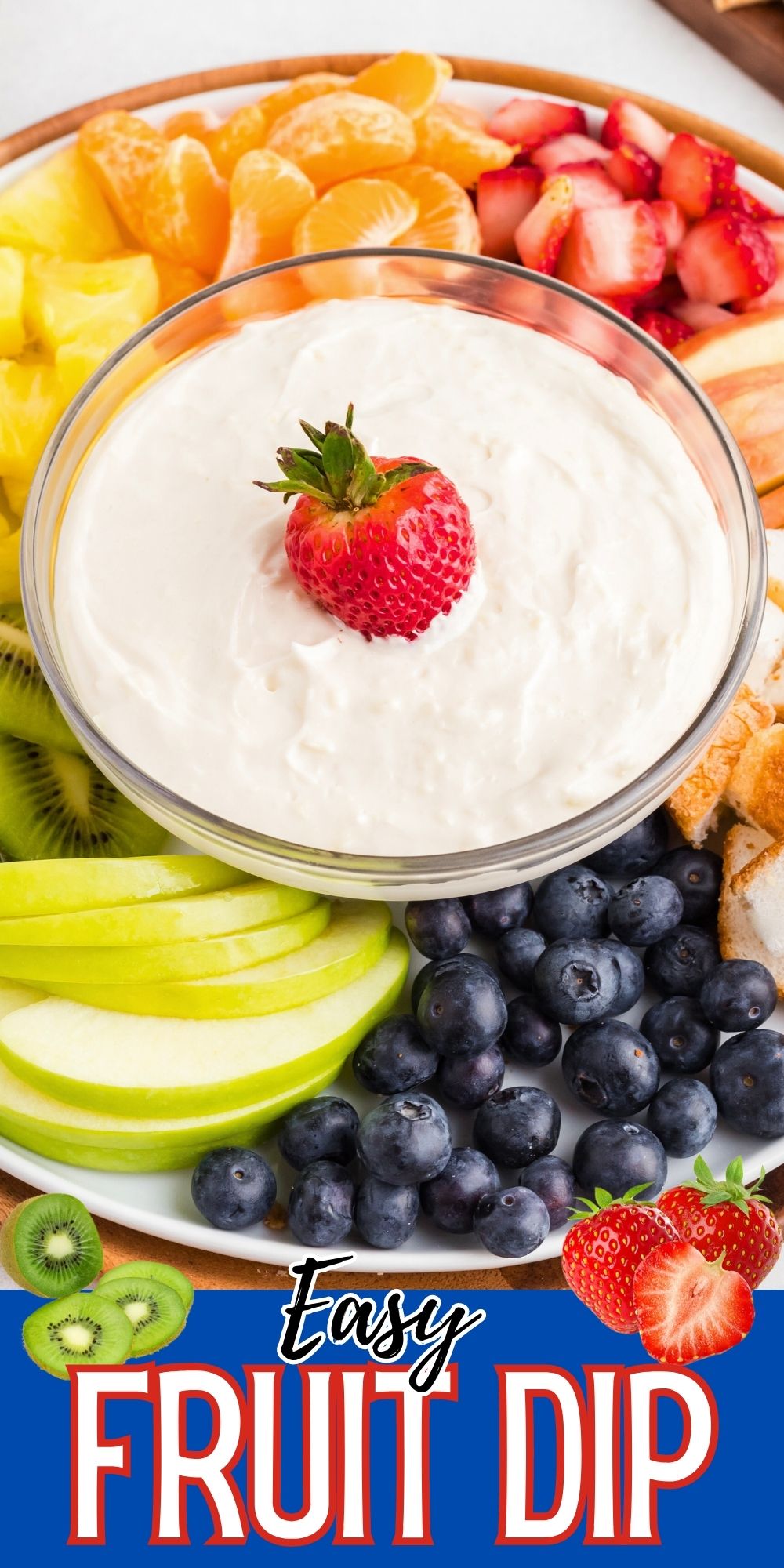 This delicious Fruit Dip is a perfect addition to any fruit platter or dessert tray. Only 3 ingredients are needed to make this creamy dip!