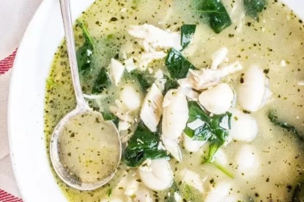 A serving of Chicken Gnocchi Soup. 