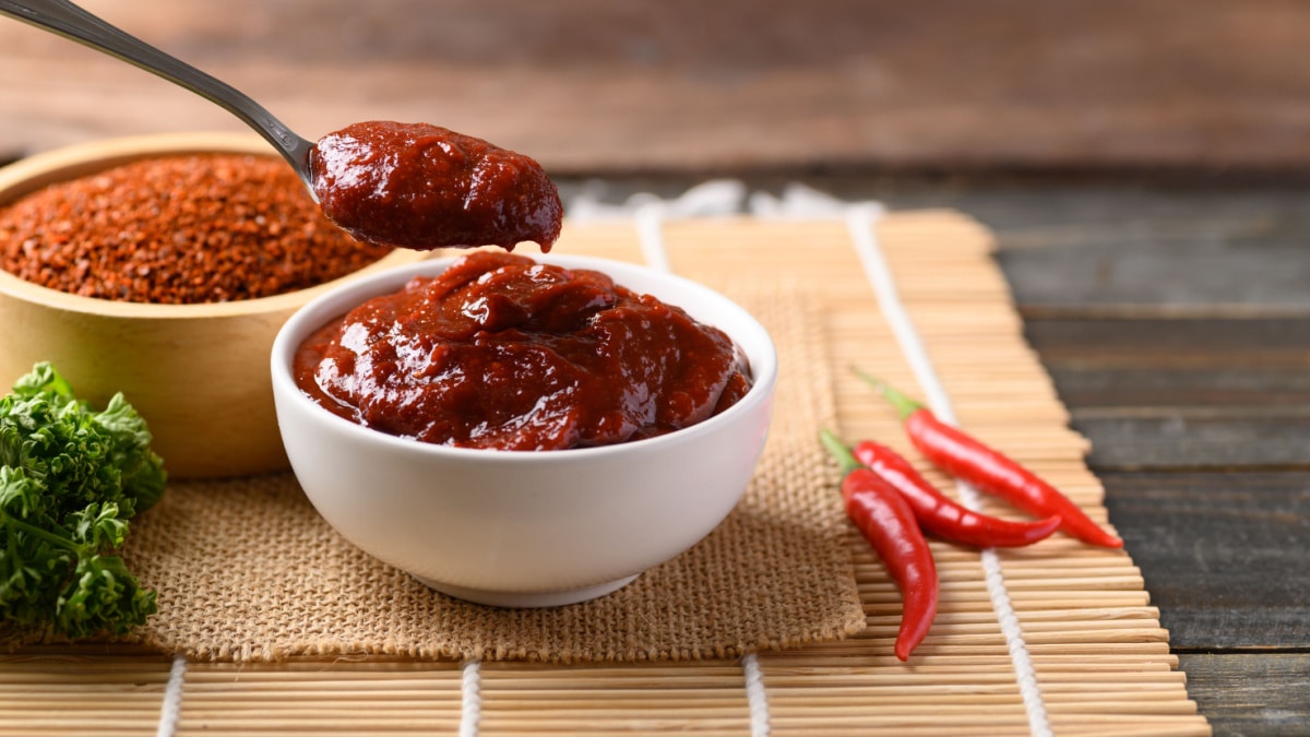 Korean gochujang (red chili paste), spicy and sweet fermented condiment in Korean food.
