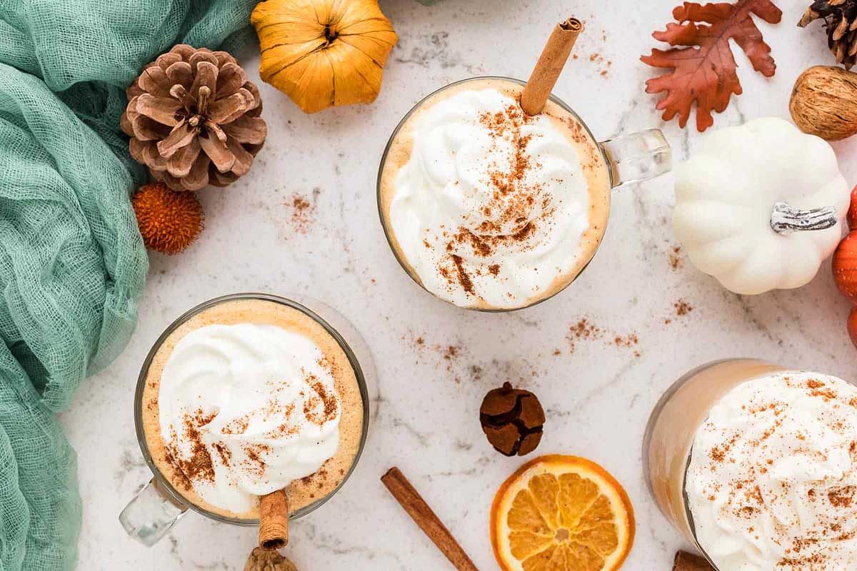 Creamy latte with pumpkin spice.