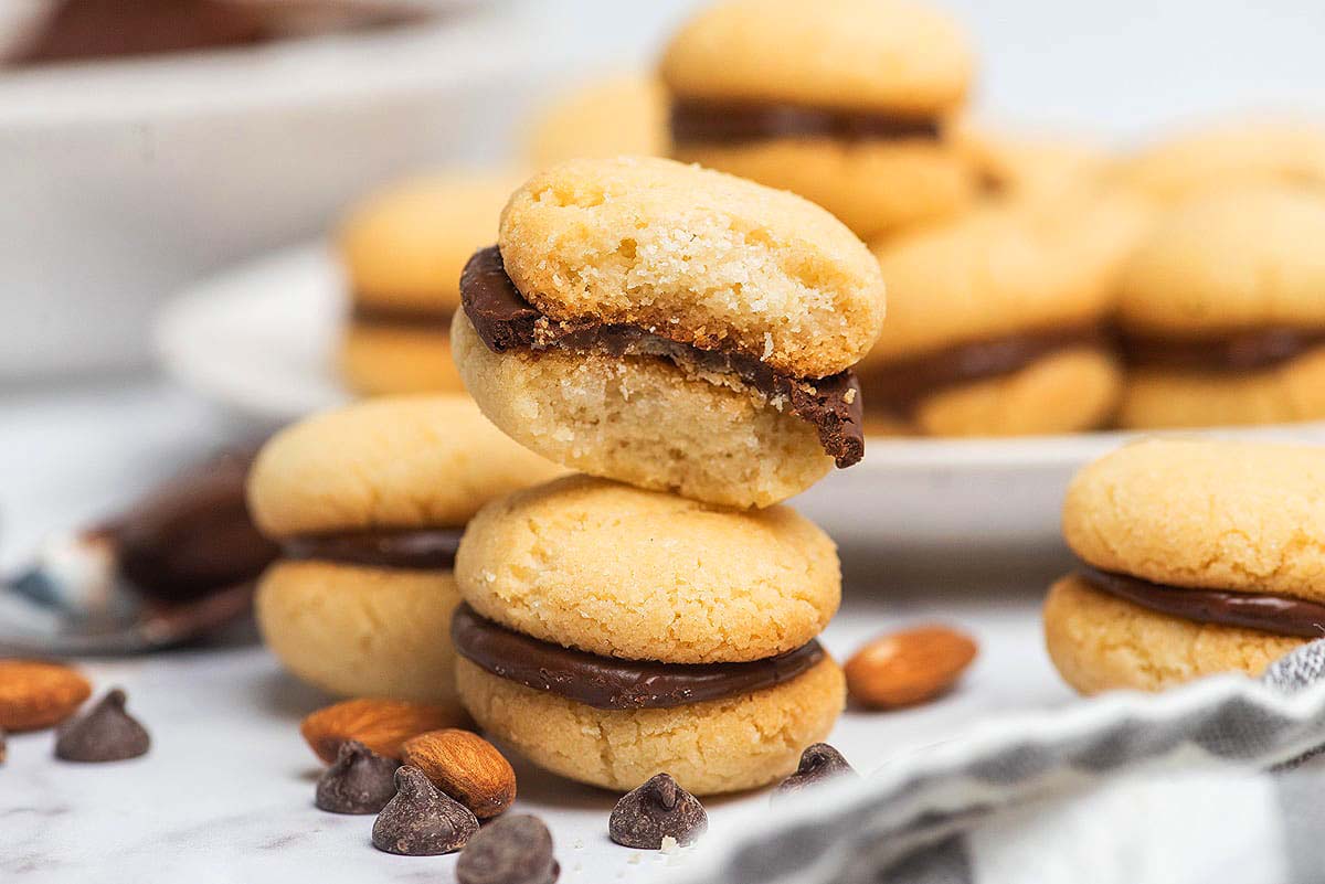 Cookies sandwiched together with chocolate. These are one of the best Italian cookie recipes.