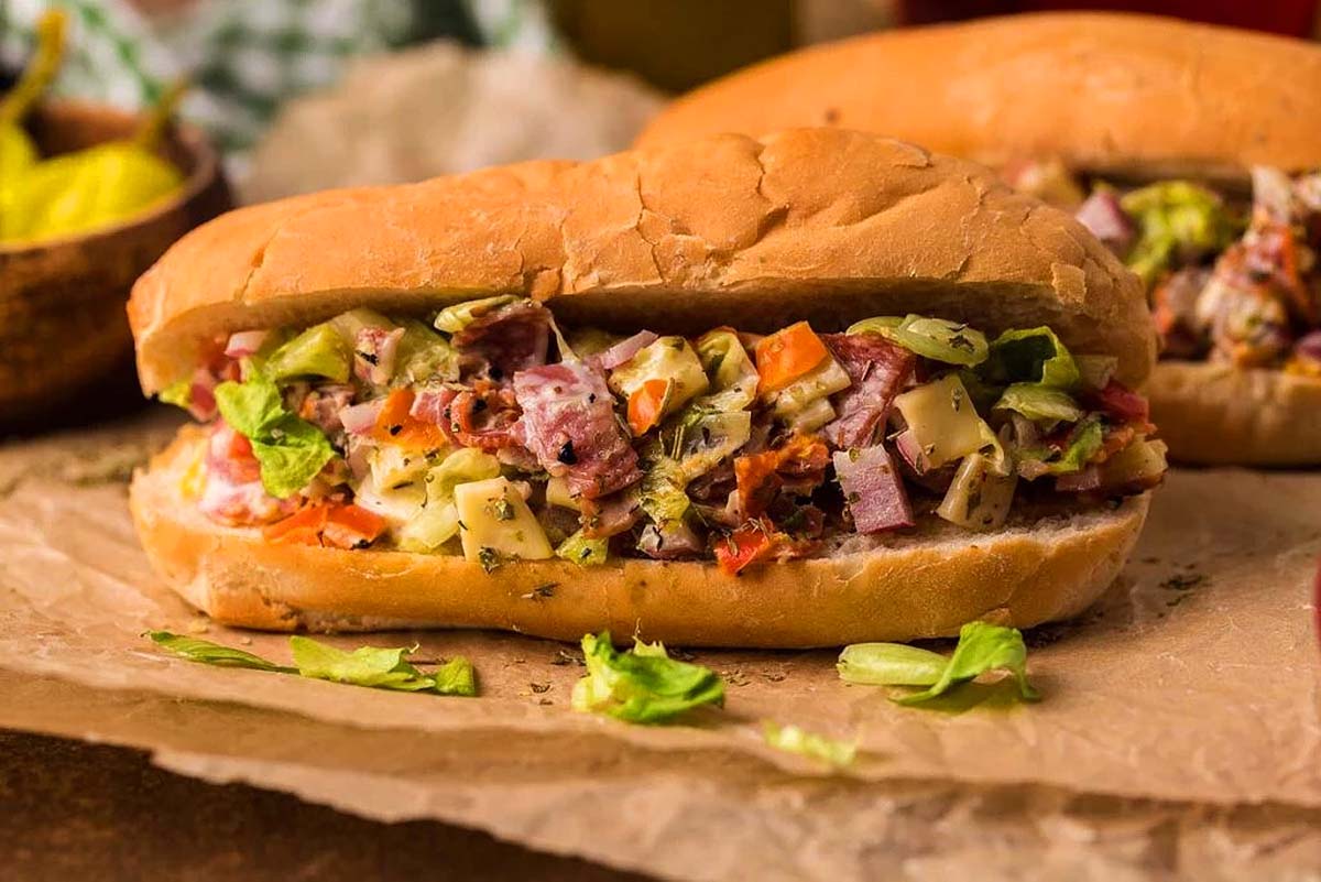 A deli chopped sandwich in a bun. This is one of the best sandwich recipes.