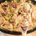 Meatballs scooped with a spoon.