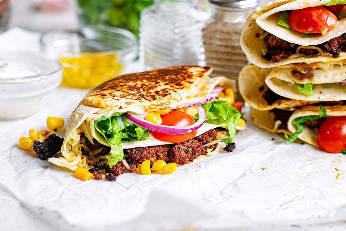 Crunch beef wrap on a plate. 