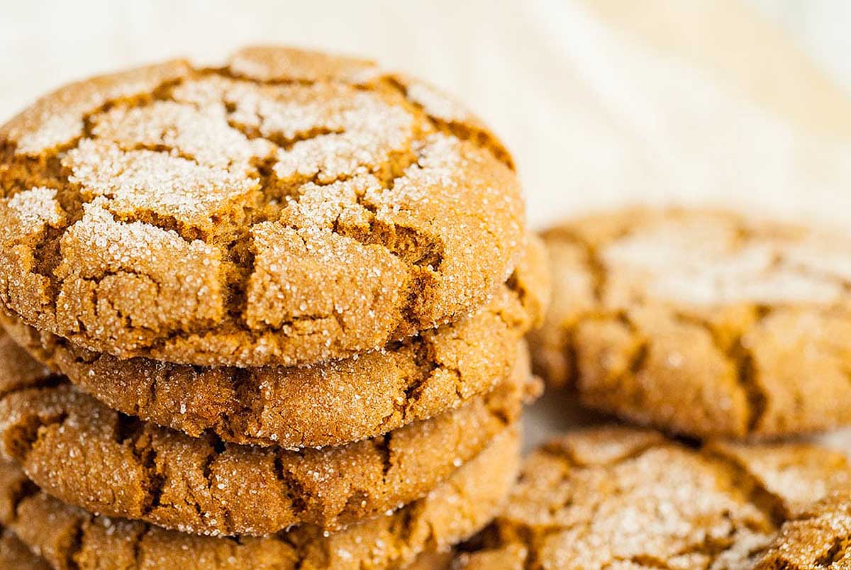 A stack of homemade ginger cookies. One of my favourite copycat Starbucks recipes.