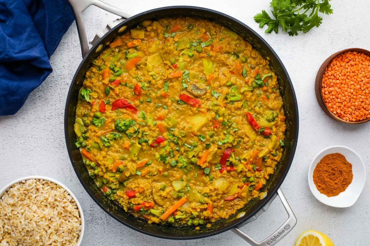 A delectable recipe featuring frozen mixed vegetables, rice, and spices.