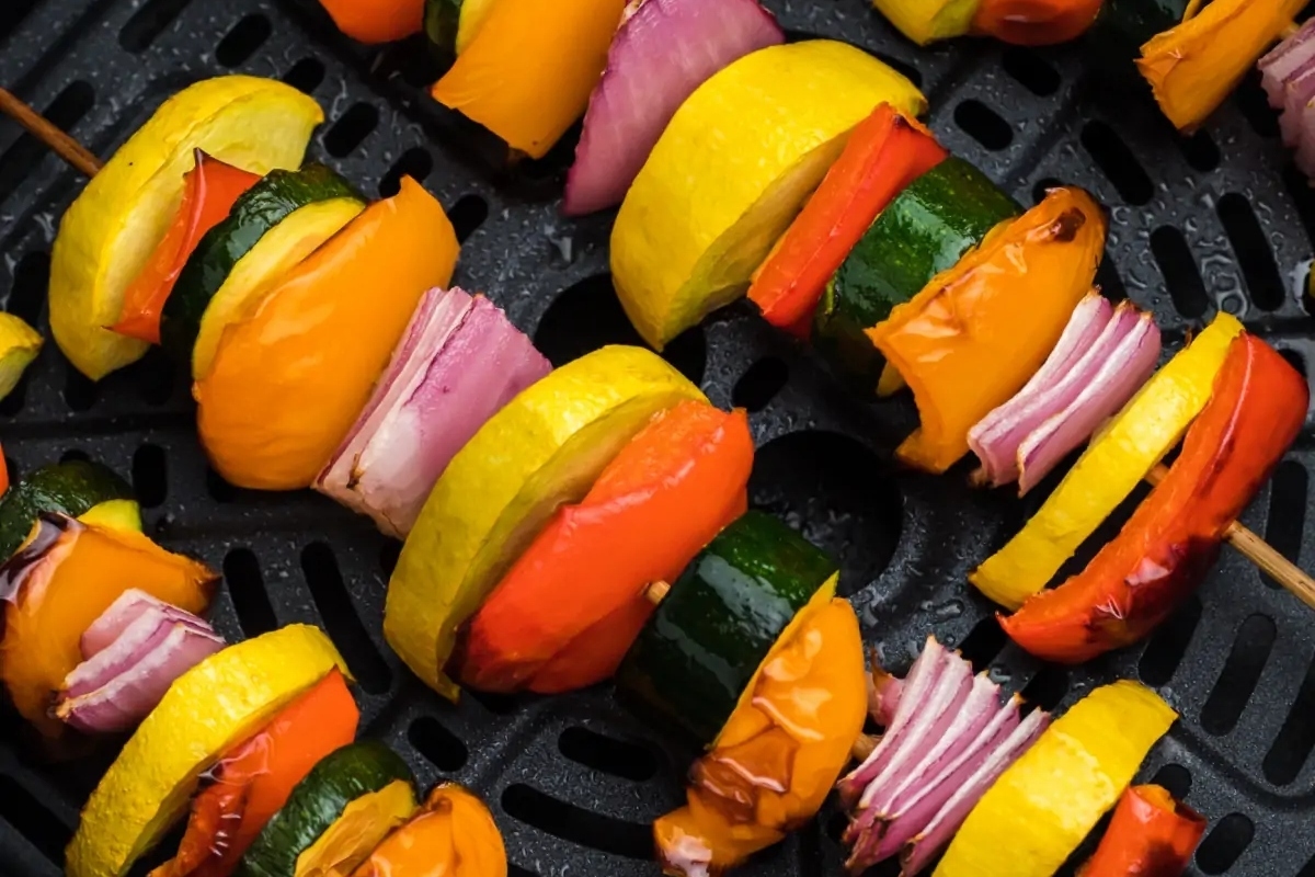 Winter Recipes for delicious grilled vegetables on skewers.
