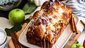 Apple Pear Bread with Apple Cider Glaze.