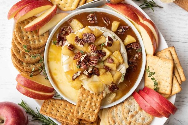 Brie, apple pecan cheese dip with crackers and apples recipes.