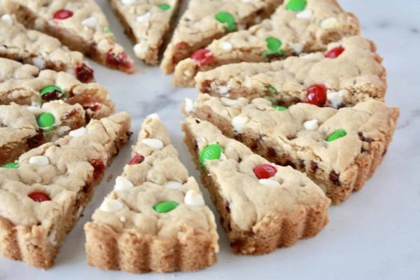 Christmas cookies with cranberries and m&m's.
