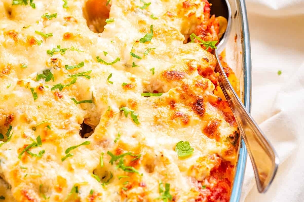 An Italian casserole dish filled with pasta and cheese, perfect as a main dish.