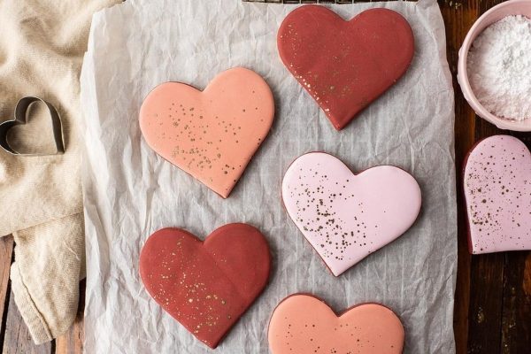 Valentine's day heart-shaped Red Velvet cookies.
