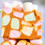 A stack of marshmallow fudge stacked on top of each other, perfect for indulging in delicious Canadian recipes.