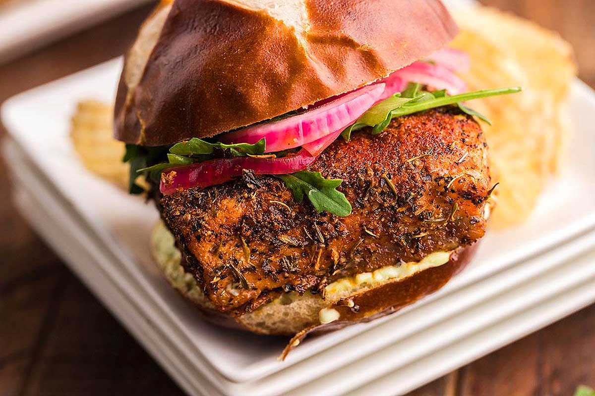 A close up of a sandwich. This is one of the best fish recipes.