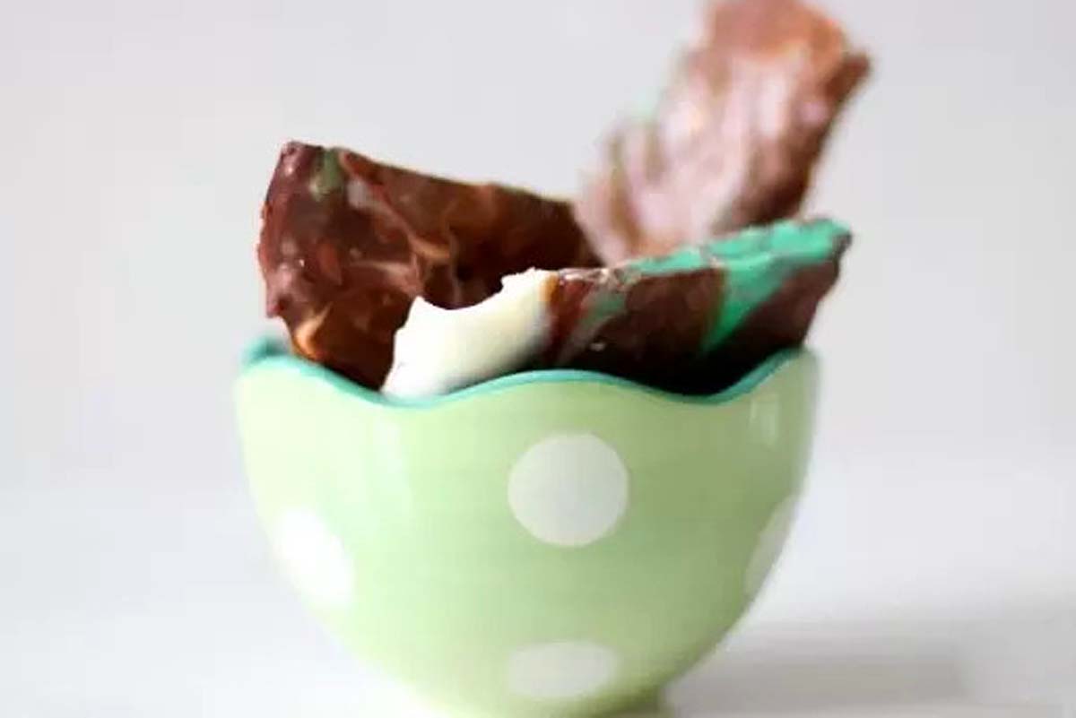 Christmas bark in an easter egg.