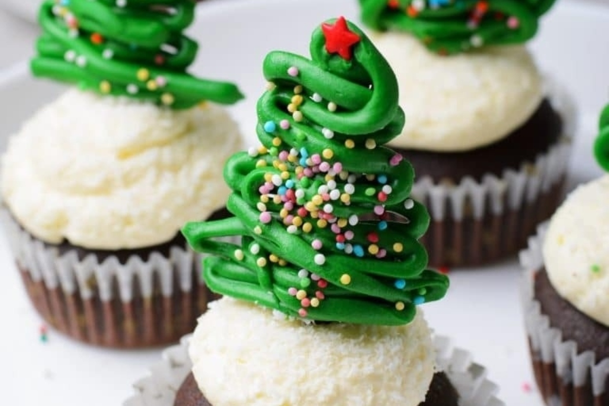 24 Christmas Tree Recipes to Add Magic to the Holidays 12 Chocolate Christmas Tree Cupcakes with Vanilla Buttercream Frosting