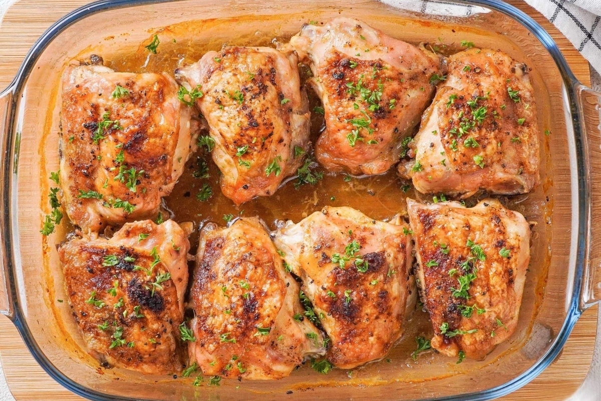 Inexpensive Family Dinner - Baked Chicken Thighs with Herbs