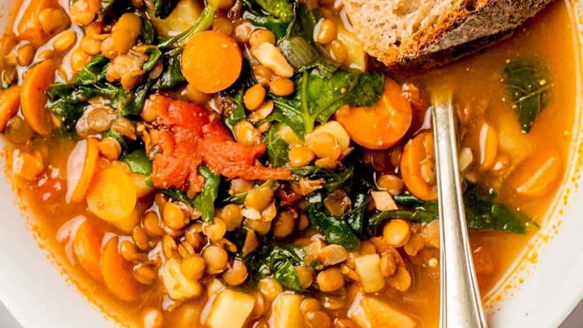 Winter Soup Recipes to Warm You Up 12 Lentil soup in a bowl.