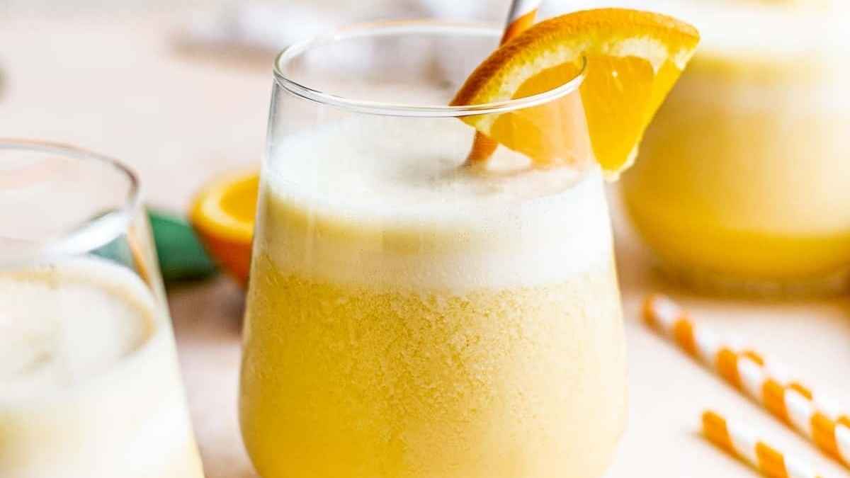Orange julius in a glass.
