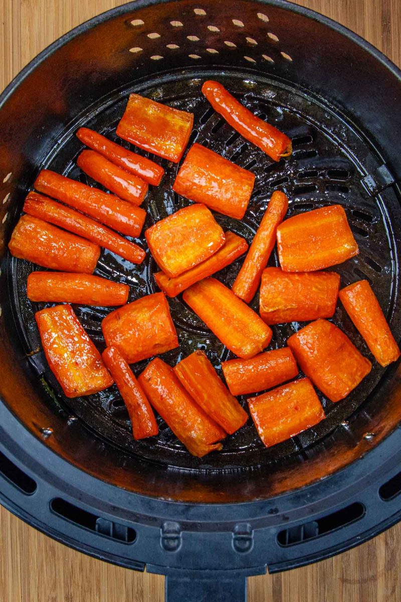 Air fryer carrots are cooking.