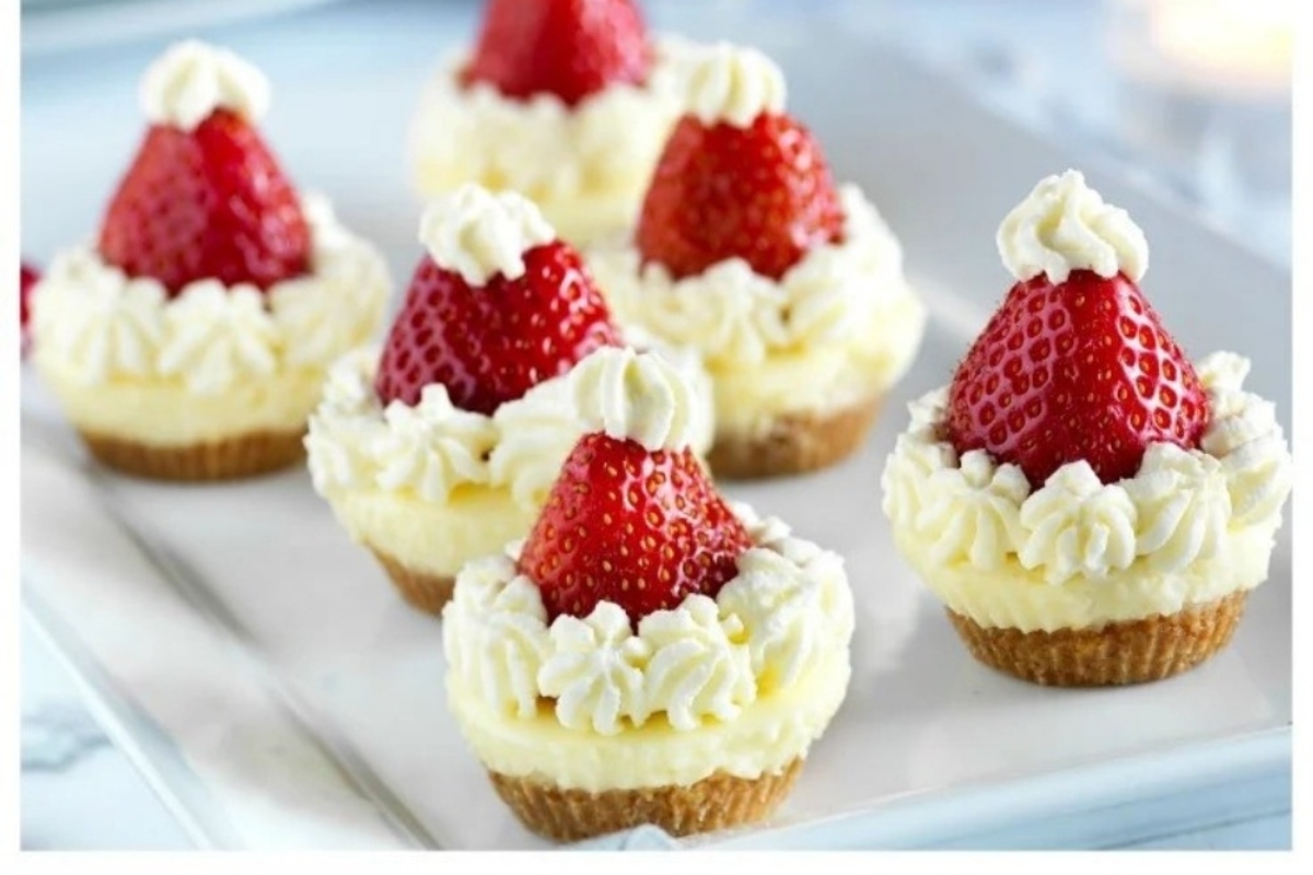 Santa hat cheesecakes.