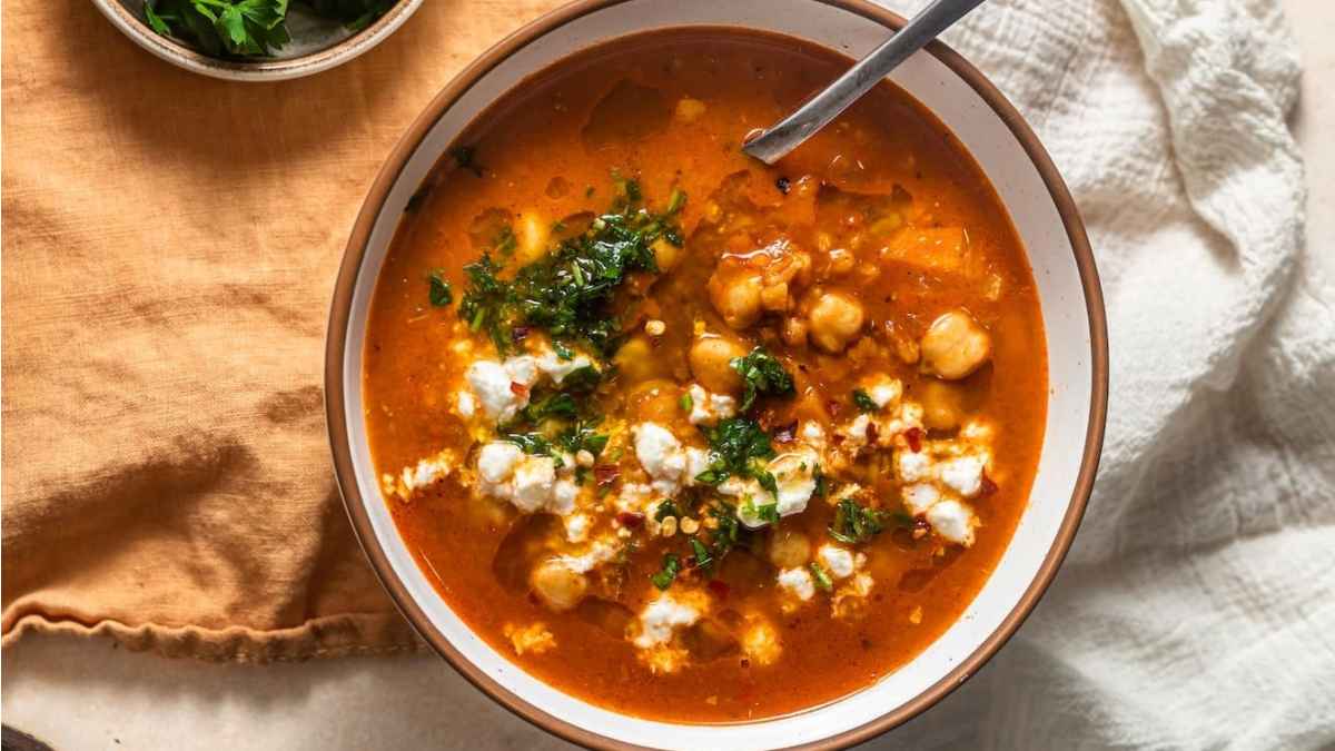 Winter Soup Recipes to Warm You Up 9 Chickpea soup in a bowl.