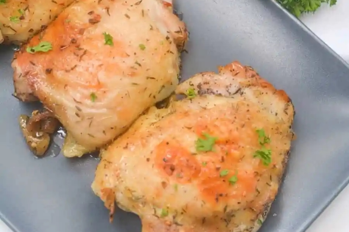 Low Carb Dinners: Chicken Thighs on a Plate with Parsley.