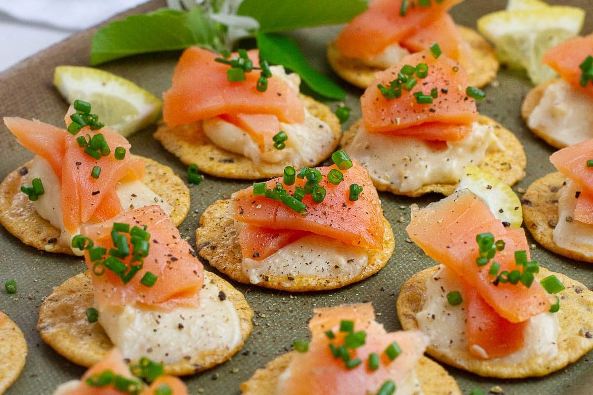 Smoked Salmon Canapes With Miso Cream Cheese.