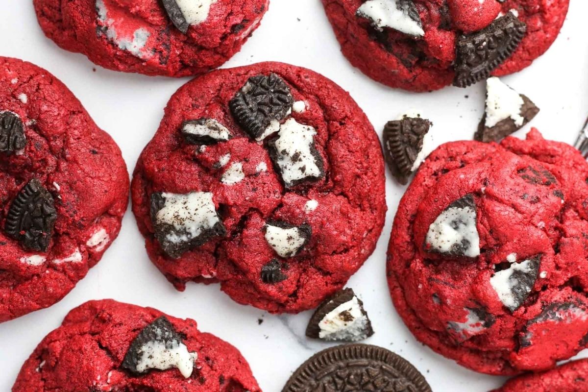 Crushed Oreo Red Velvet Cookies