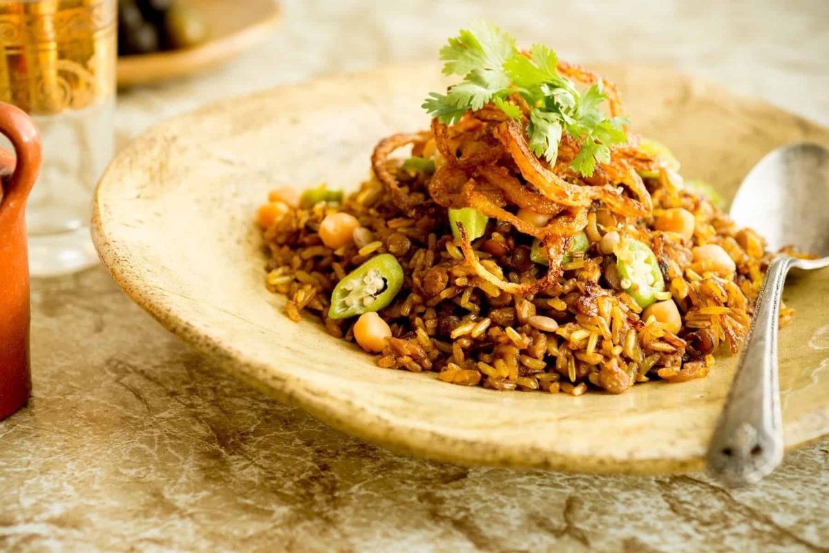 Mejadra Recipe Vegan Rice With Lentils and Fried Onions