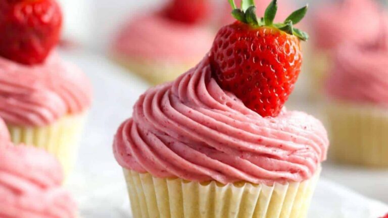 Strawberry-Filled Cupcakes recipe by Savor The Spoonful.