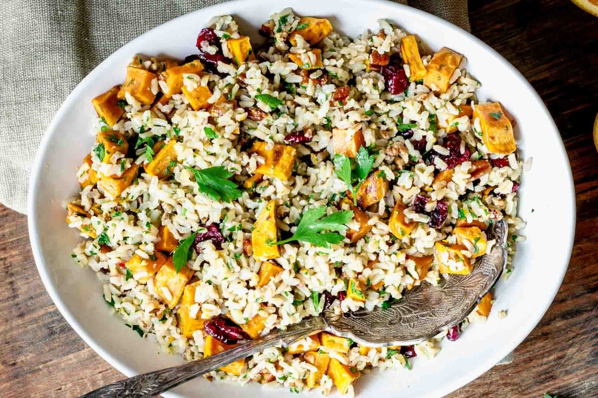 Creative Sweet Potato Recipes 15 Sweet potato and cranberry rice salad.