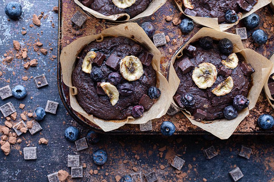 double chocolate banana blueberry muffins 3