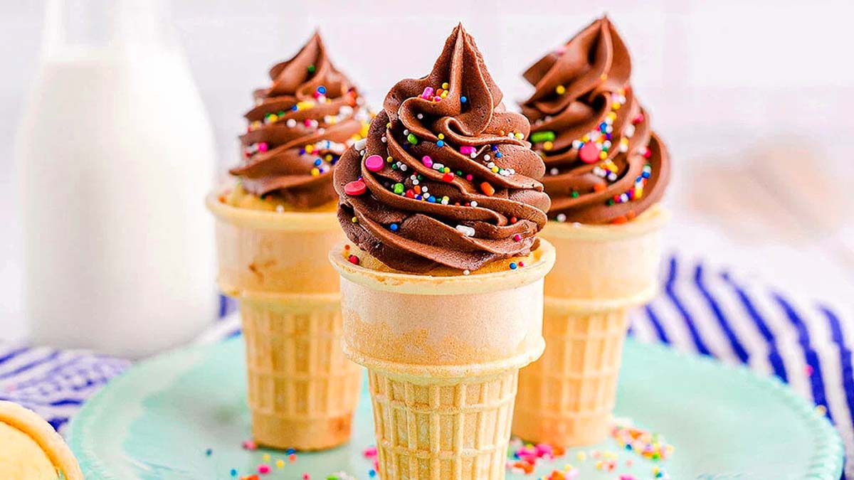 funfetti and buttercream ice cream cone cupcake
