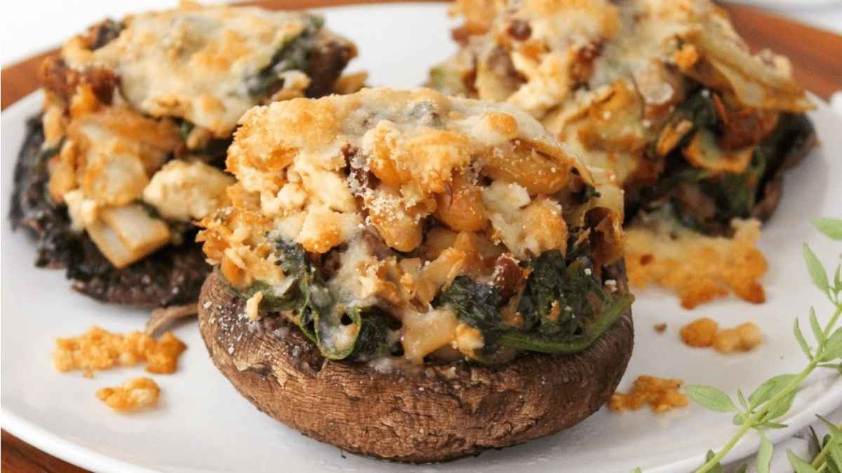 Baked Portobello Mushrooms With Feta.