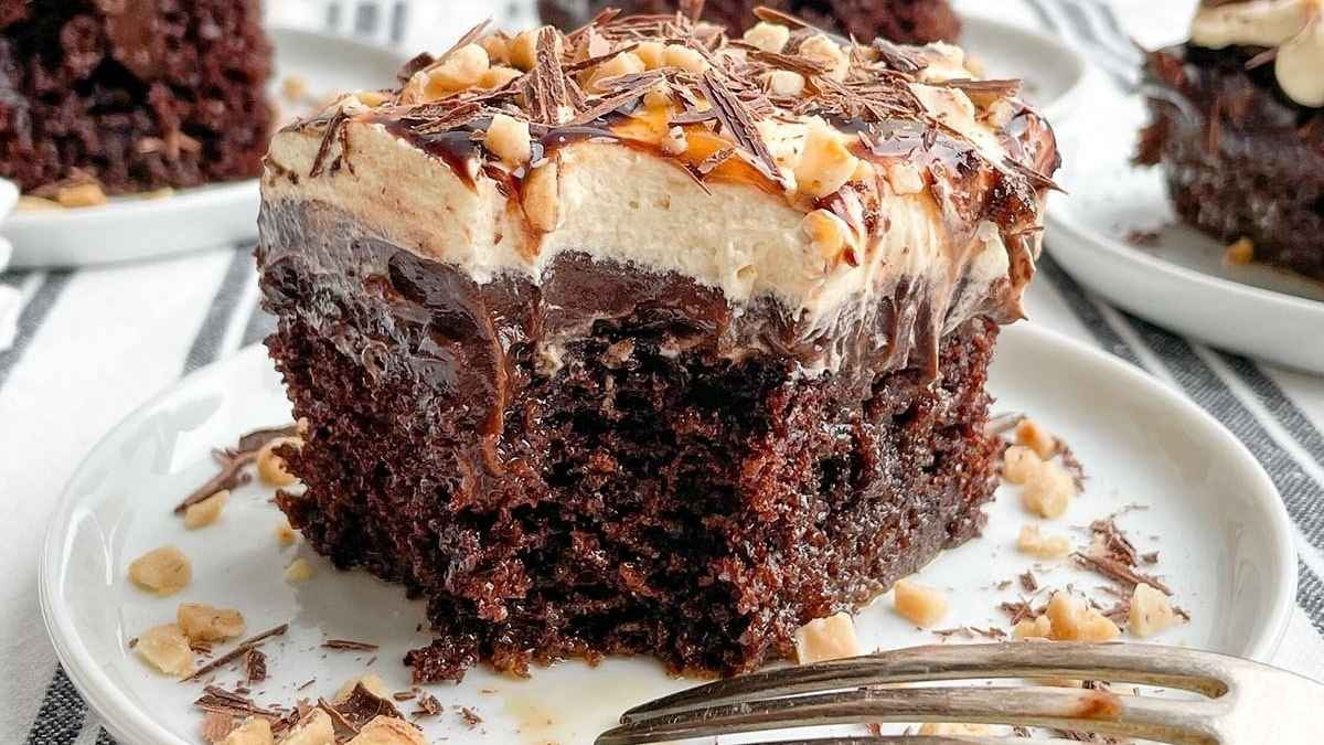 Chocolate Caramel Poke Cake.