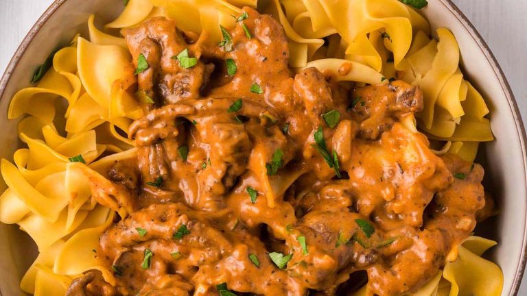 Creamy Beef And Mushroom Stroganoff.