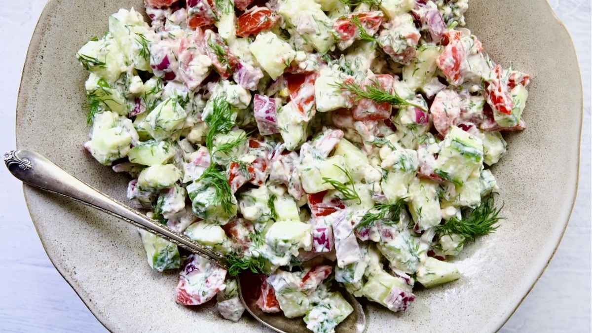 Cucumber Feta Tomato Salad Recipe.