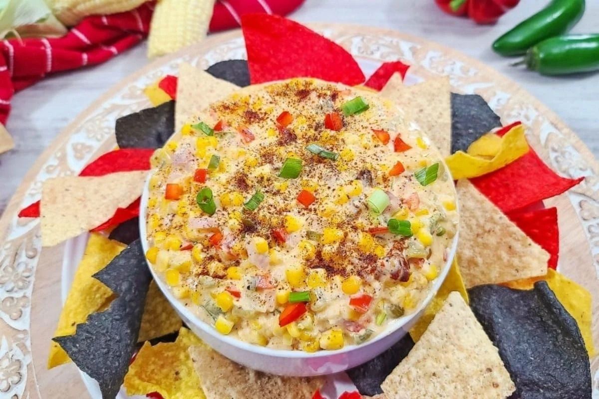 Easy Cream Cheese Mexican Corn Dip Recipe. 