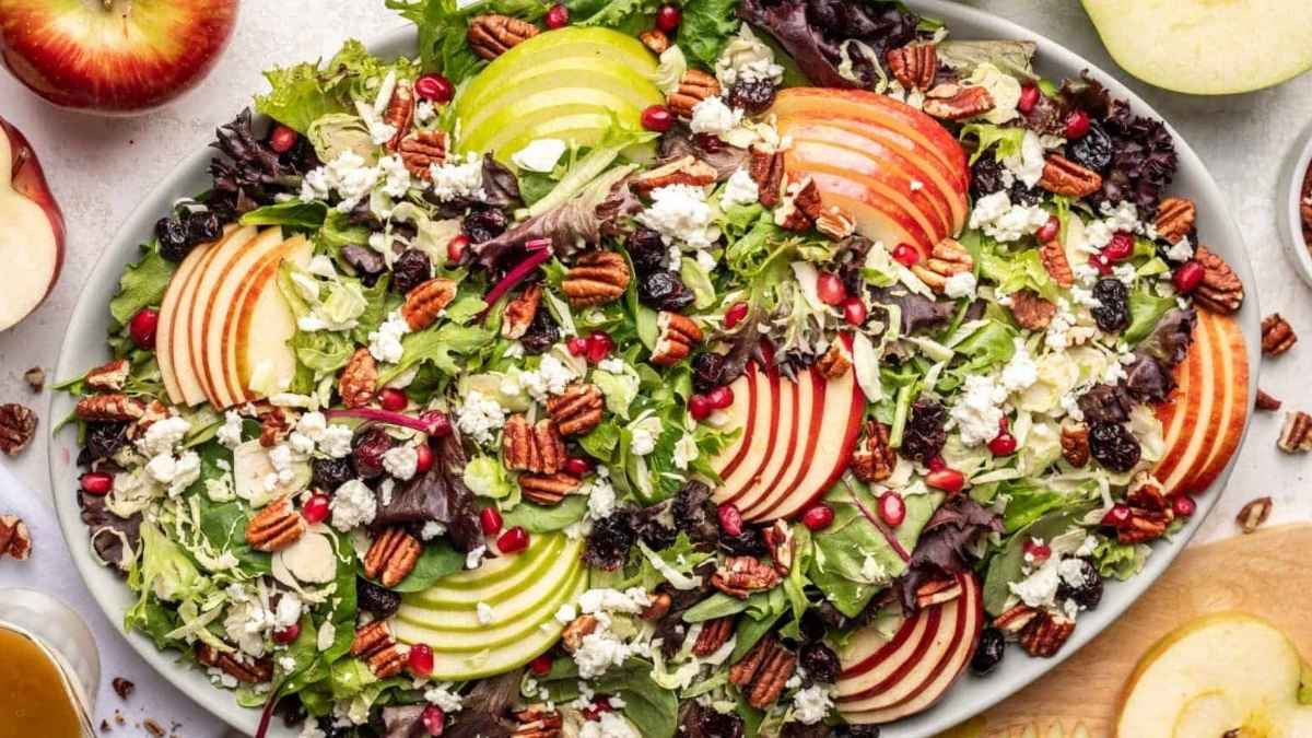 Fall Harvest Salad With Apple Cider Vinaigrette.