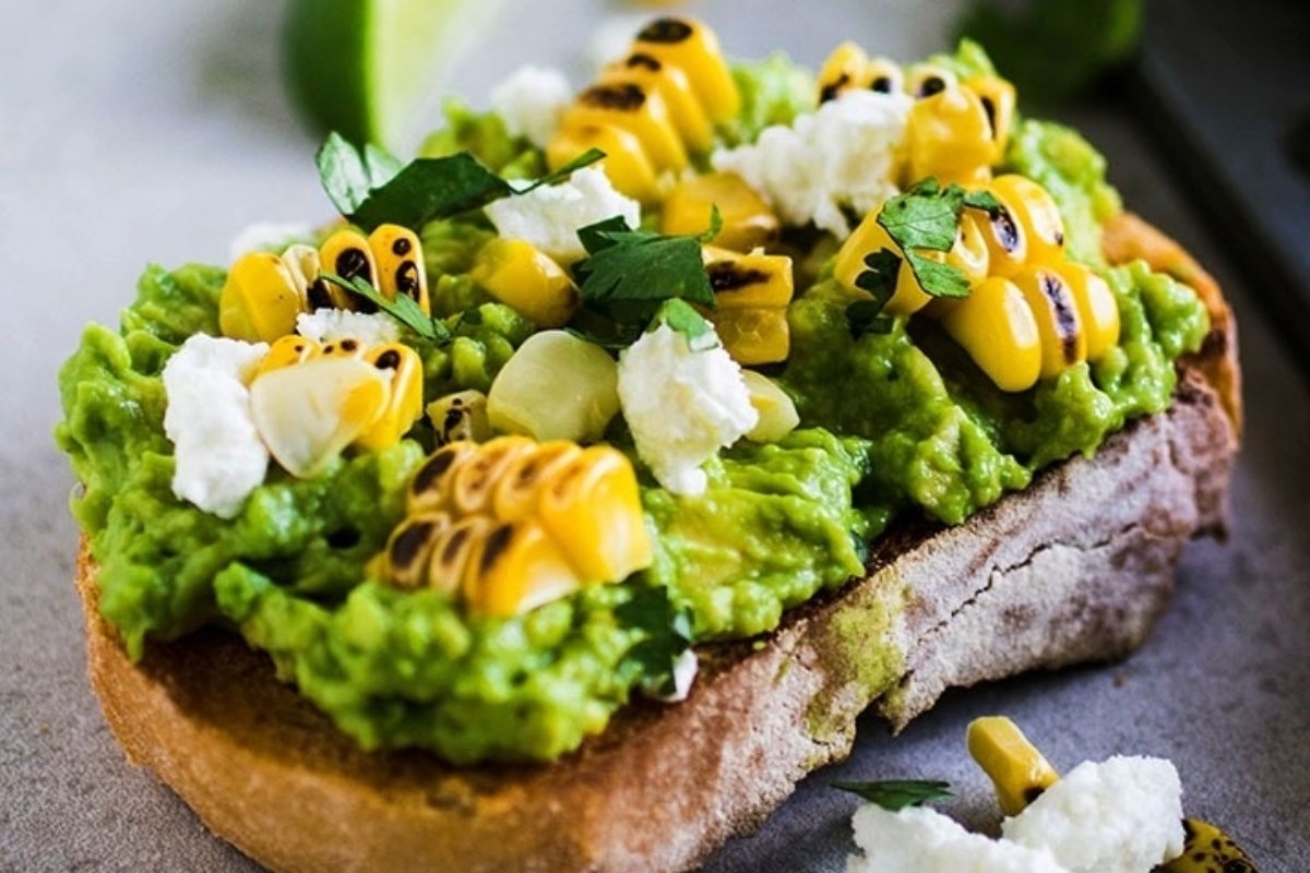 Grilled Corn Avocado Toast With Goat Cheese And Cilantro