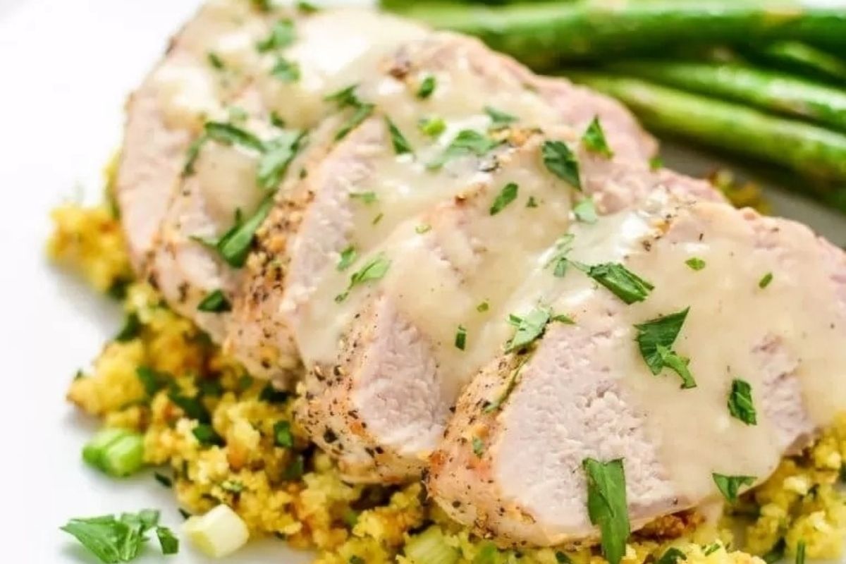 Roasted Lemon Pepper Pork Tenderloin With Cornbread Stuffing