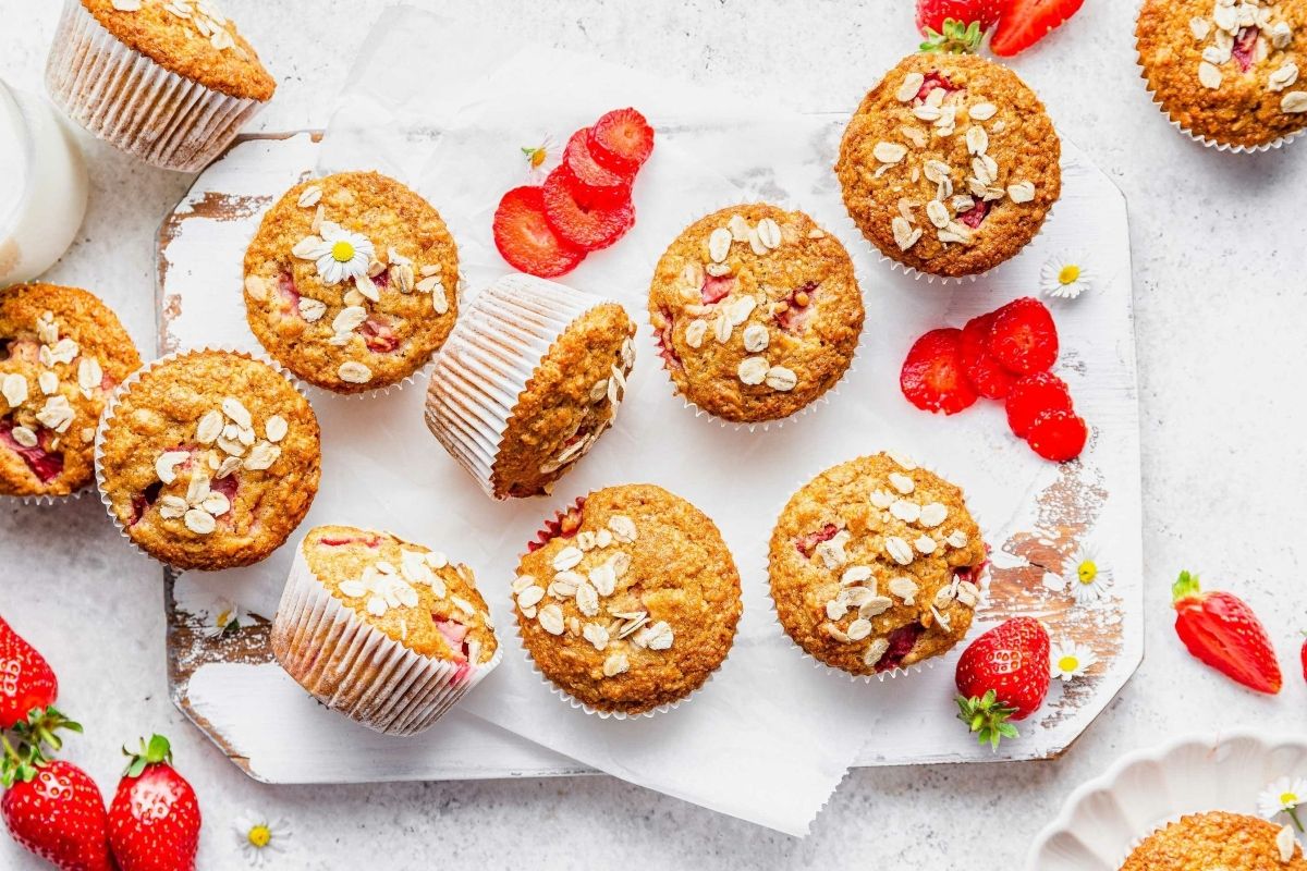 Strawberry Oatmeal Breakfast Muffins