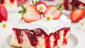 Strawberry Shortcake Poke Cake.