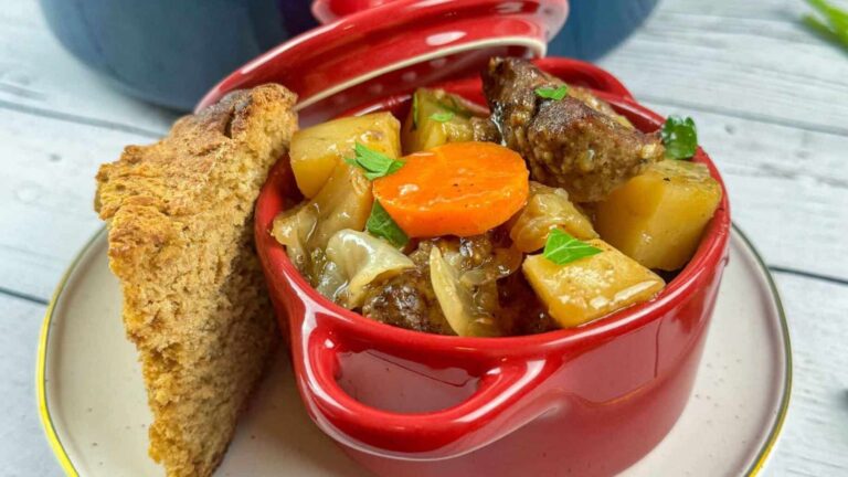 Hearty Irish Pork Stew With Guinness And Caraway Seeds recipe by The Sweet Simple Things.