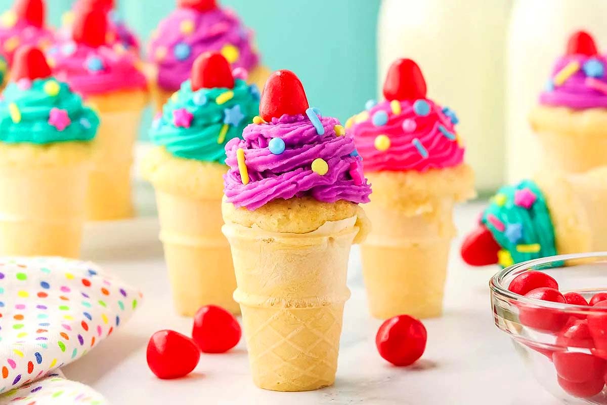 Mini Cone Cupcakes.